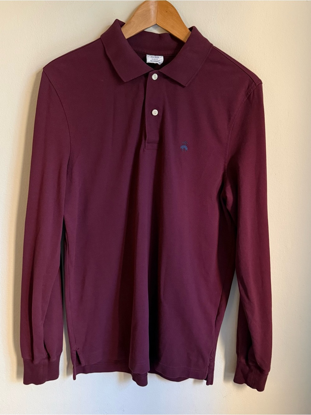 Brooks Brothers Men’s |M| Burgundy Long Sleeve Polo Shirt Slim Fit Supima Cotton